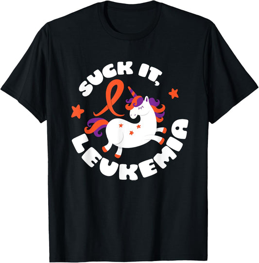 Unicorn Funny Suck It Leukemia Fighter Survivor Awareness T-Shirt - T-Shirt | Black
