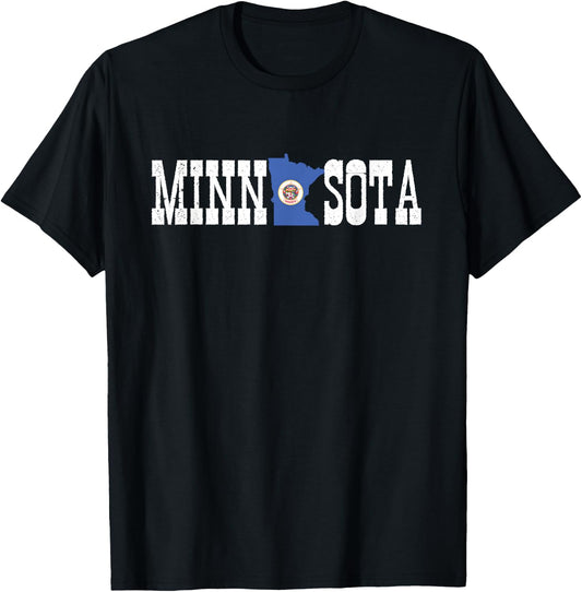 Minnesota State and Minnesota Flag with Pride for Minnesota T-Shirt - T-Shirt | Black