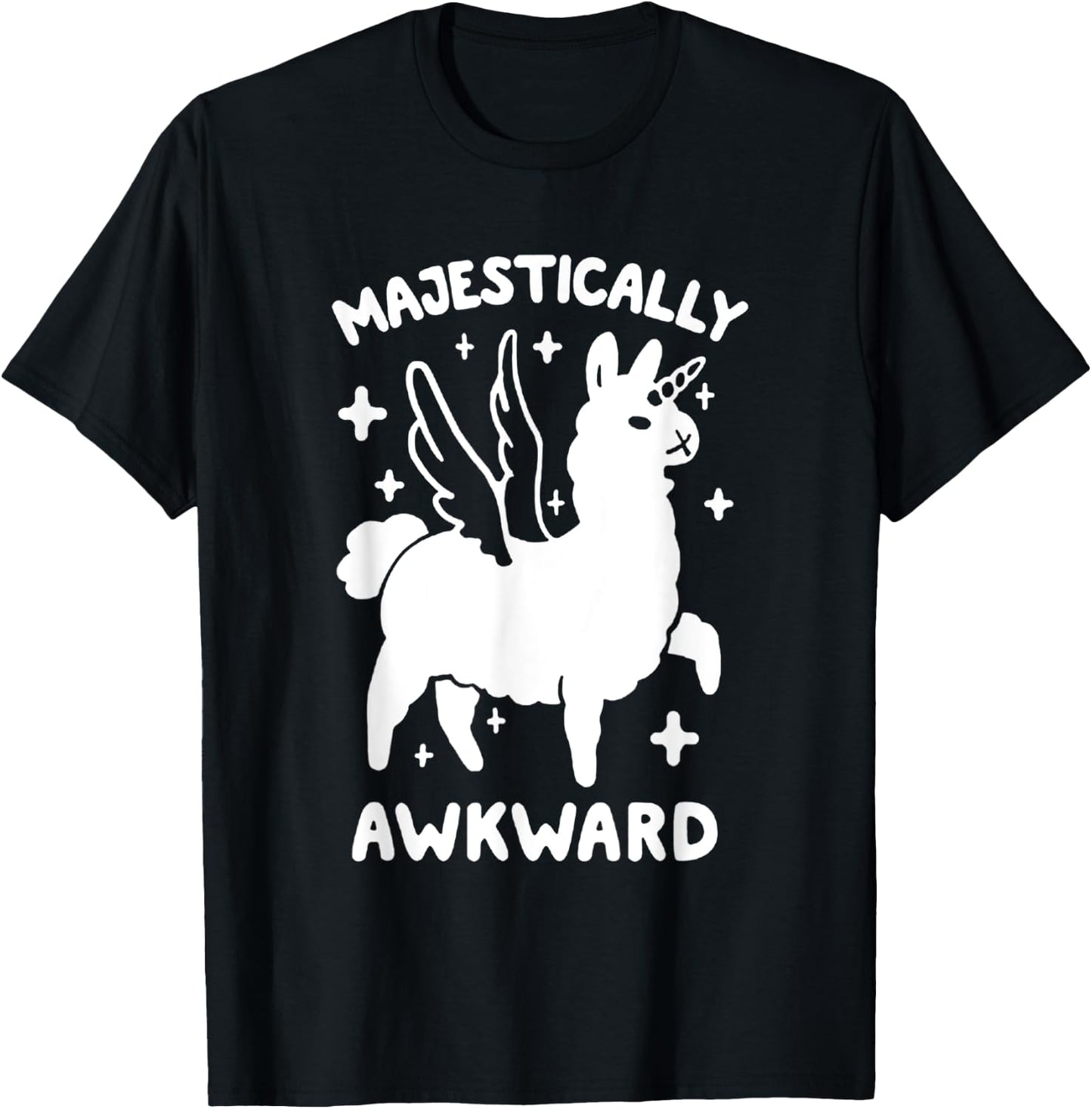 Majestically Awkward Llamacorn Funny Cute Llama T-Shirt - T-Shirt | Black
