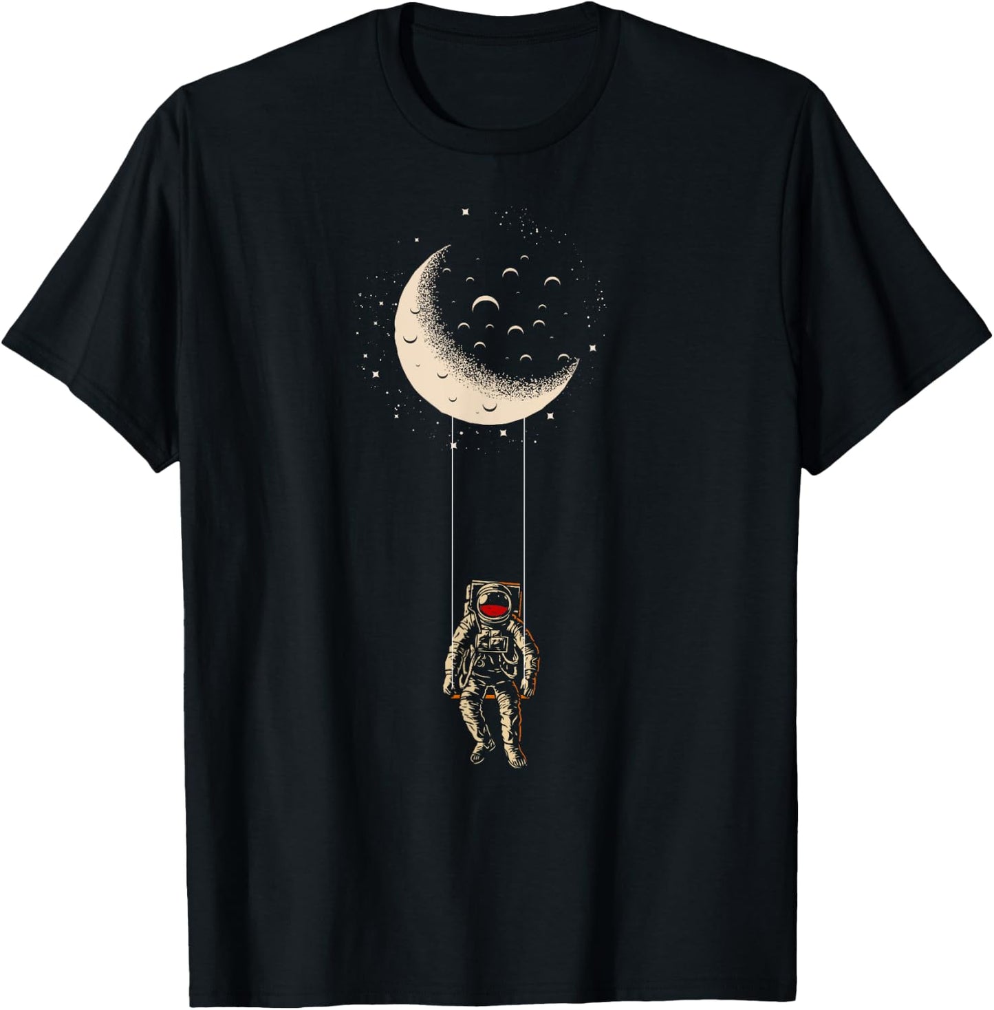 Moon - Astronaut Swing - Space Man - Cosmos - Astonomy T-Shirt - T-Shirt | Black