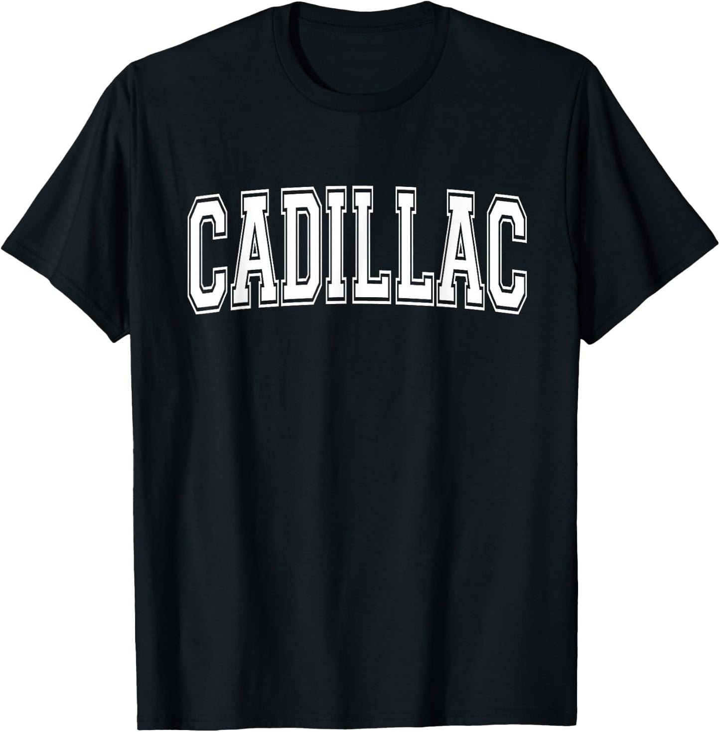 Cadillac MI Michigan USA Vintage Sports Varsity Style T-Shirt - T-Shirt | Black