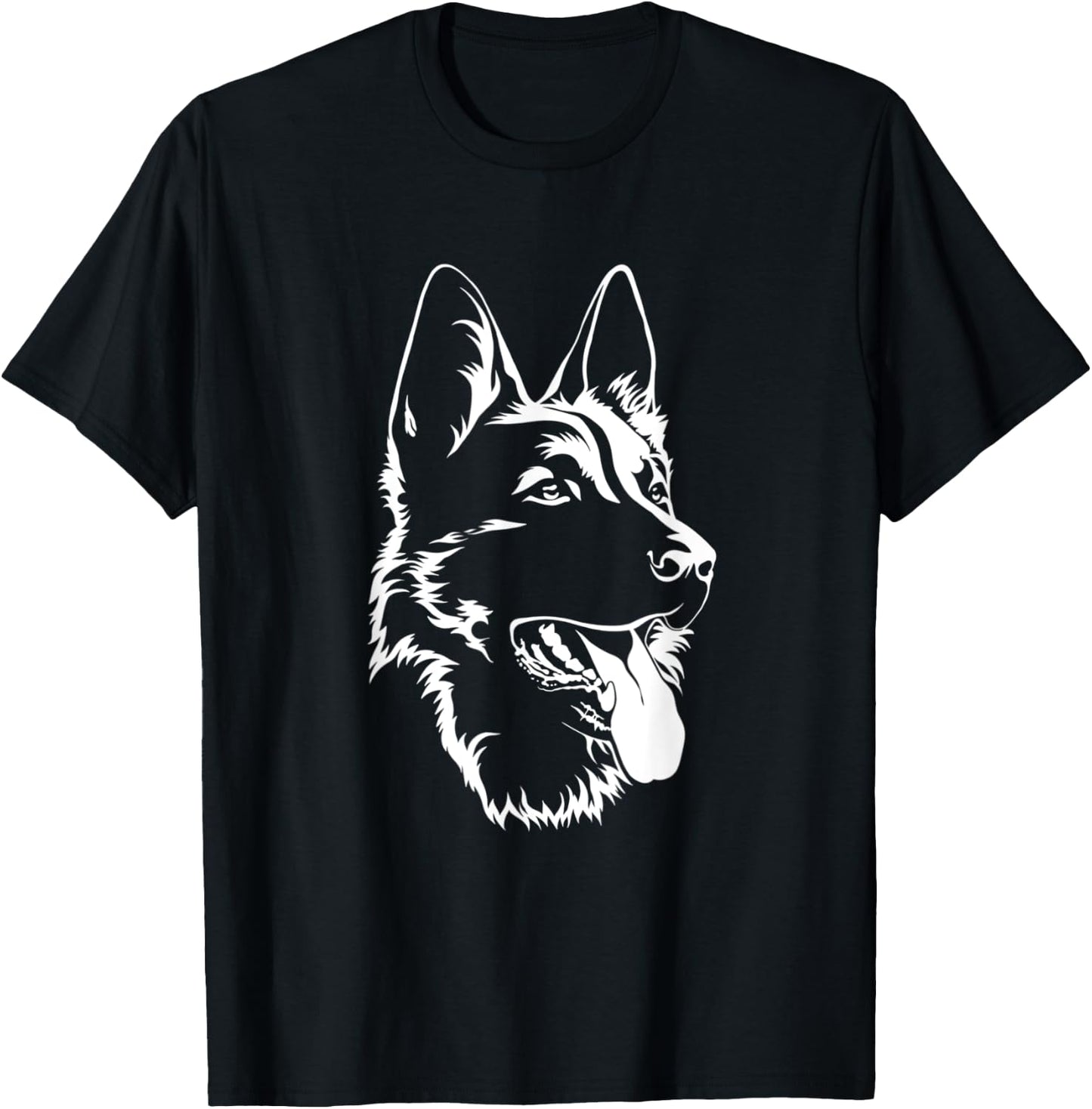 Dog Silhouette Sitting German Shepherd T-Shirt - T-Shirt | Black