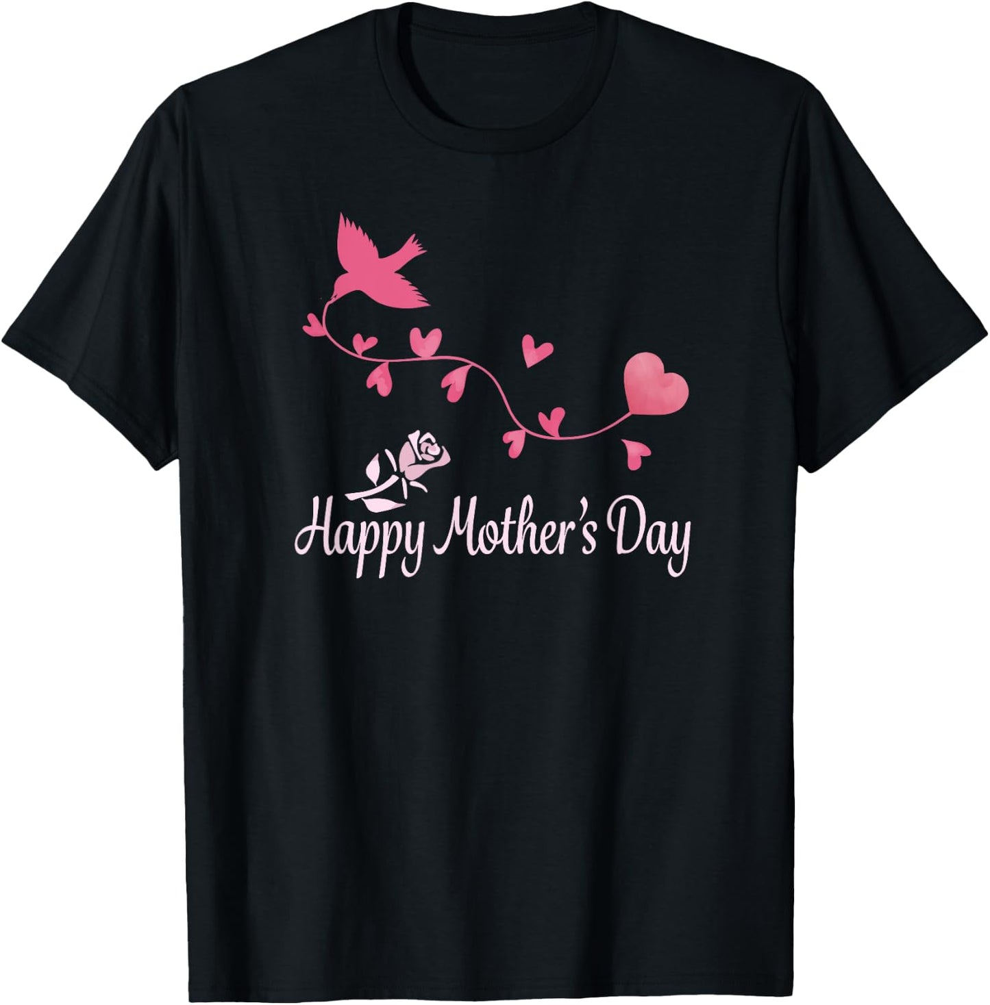 Happy Mother's Day - Bird with Heart T-Shirt - T-Shirt | Black