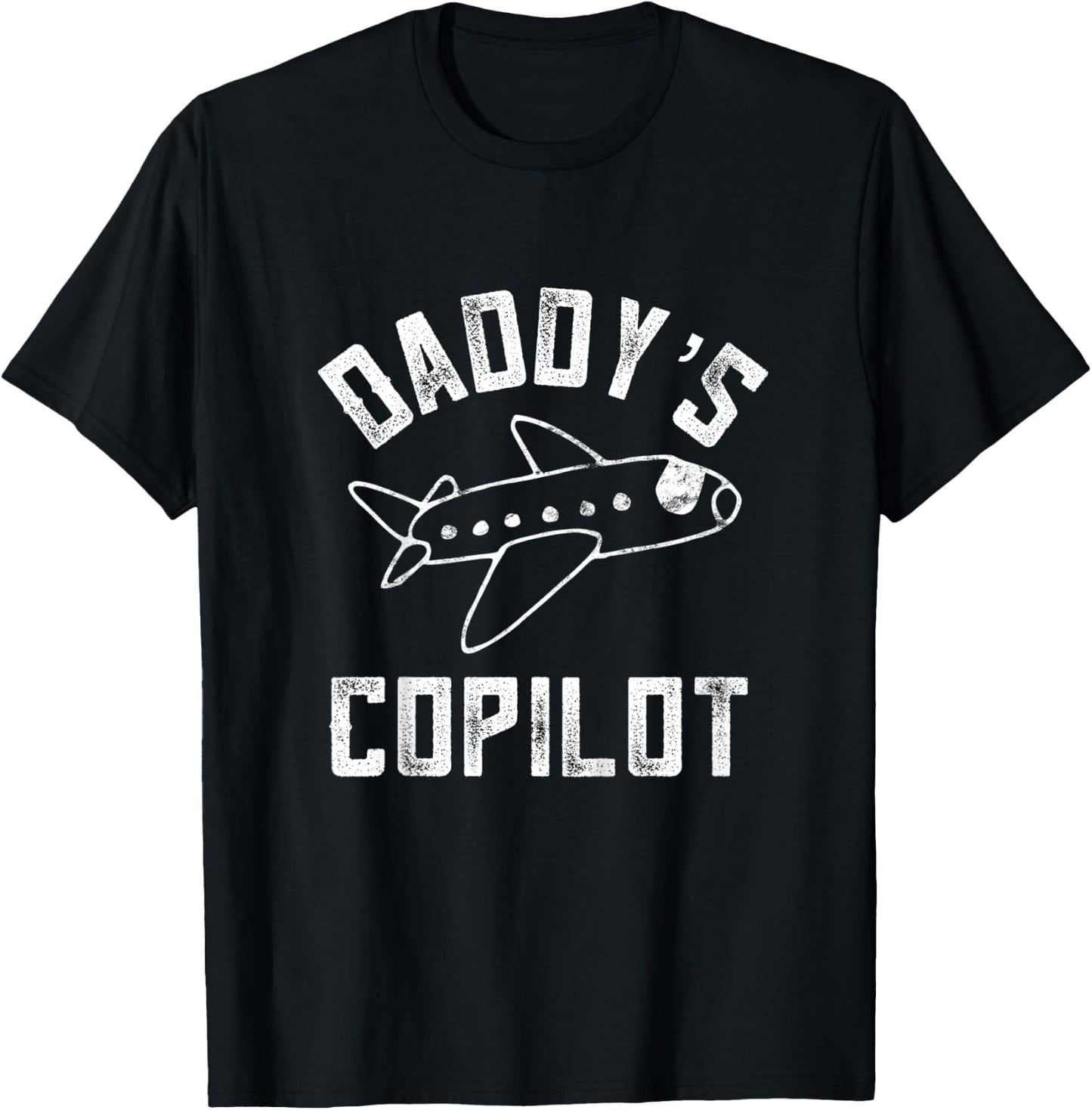 Kids Airplane Themed Gifts For Kids Future Pilot Daddys CoPilot T-Shirt - T-Shirt | Black