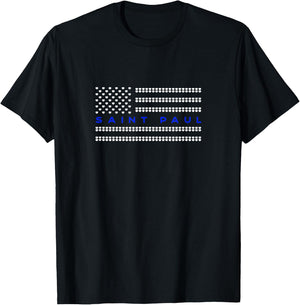 Thin Blue Line Heart Saint Paul Minnesota Police Officer MN T-Shirt - T-Shirt | Black