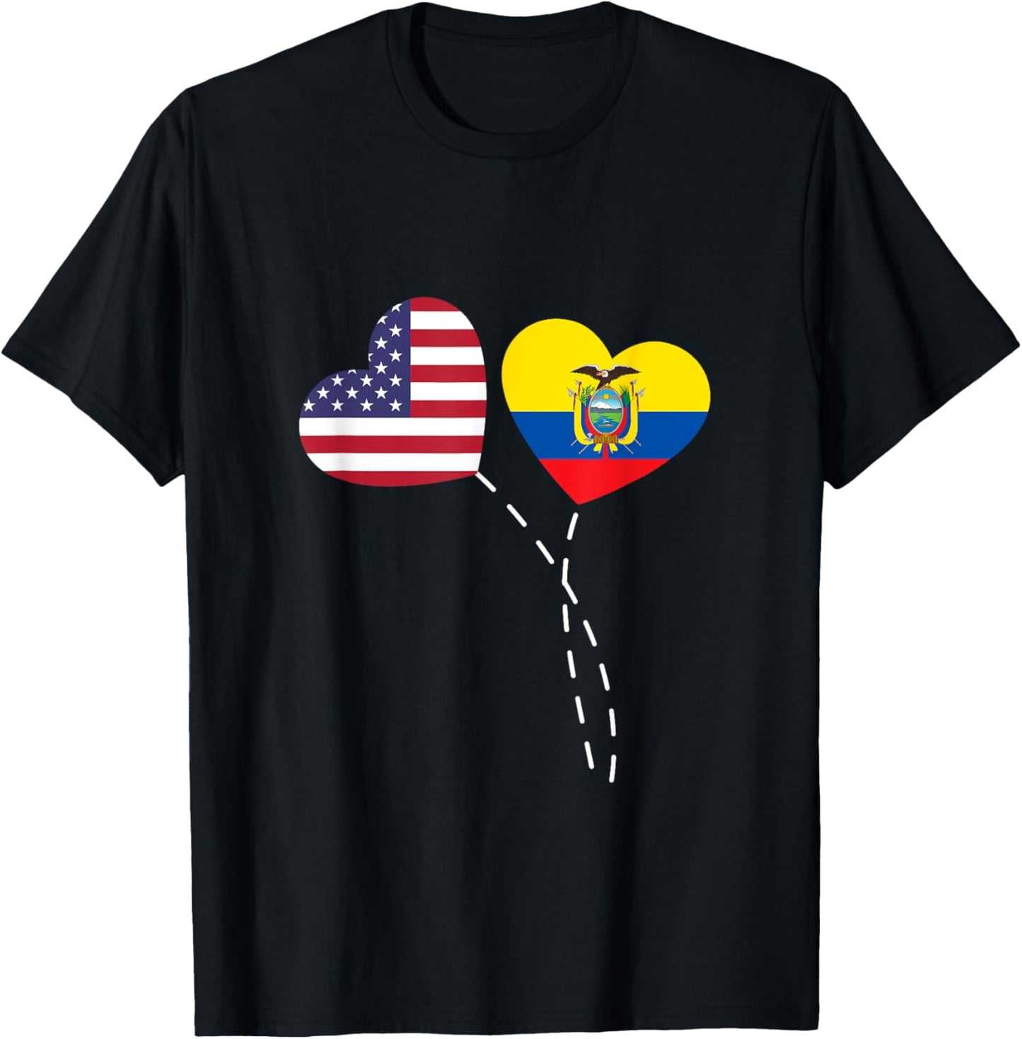 Loving USA Ecuador Flag Heart Ecuadorian Americans Love T-Shirt - T-Shirt | Black