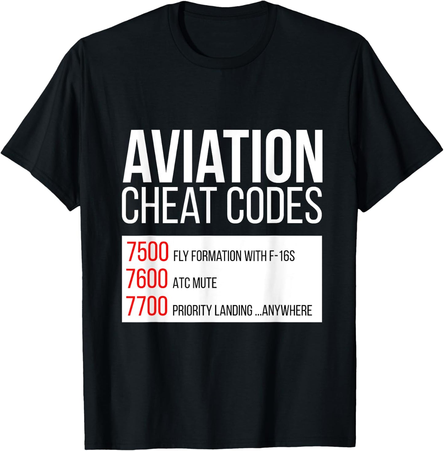 Aviation Cheat Codes - Fun for Pilots and ATC T-Shirt - T-Shirt | Black