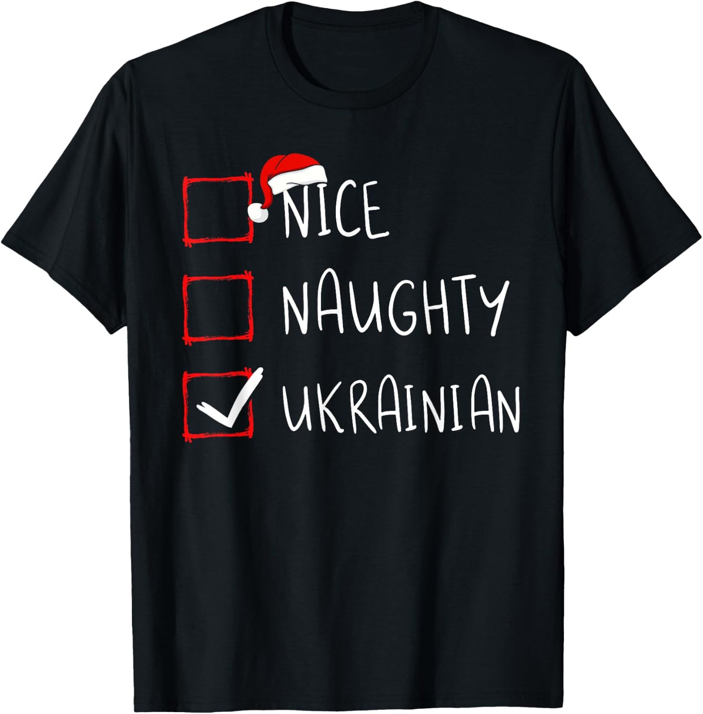 Nice Naughty Ukrainian Christmas Ukraine Heritage Roots T-Shirt - T-Shirt | Black