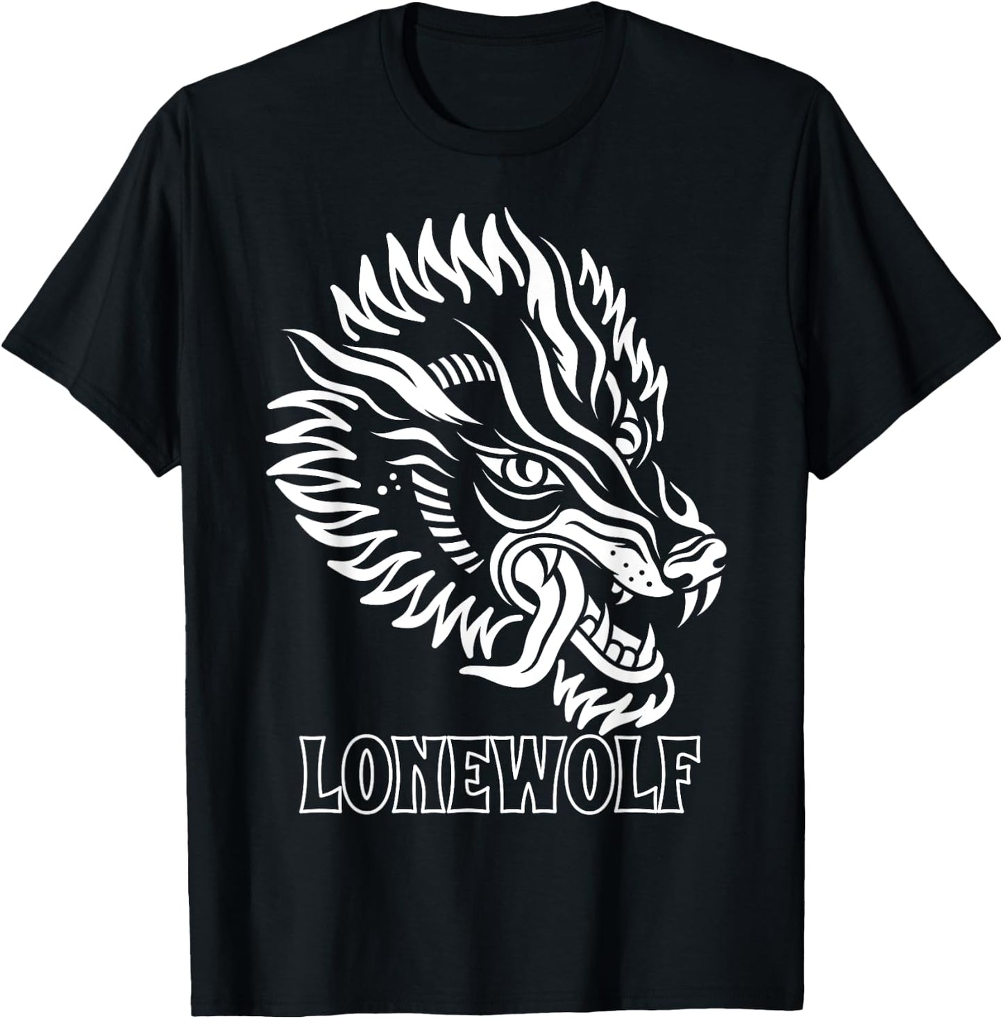 Vintage Wolf Shirt Lonewolf Lone Biker Lowbrow Wolf T-Shirt - T-Shirt | Black