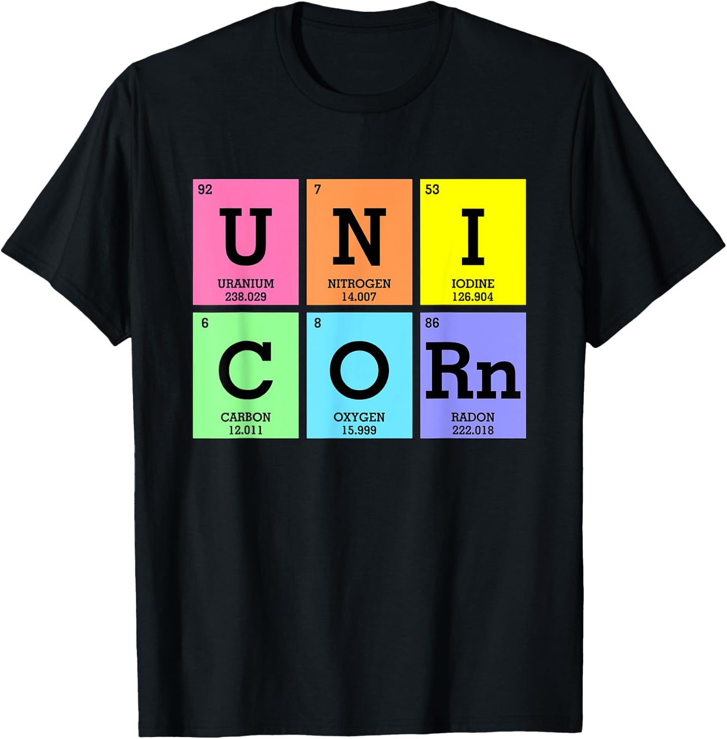 Cute Periodic Table of Elements Unicorn Rainbow Girl Kids T-Shirt - T-Shirt | Black