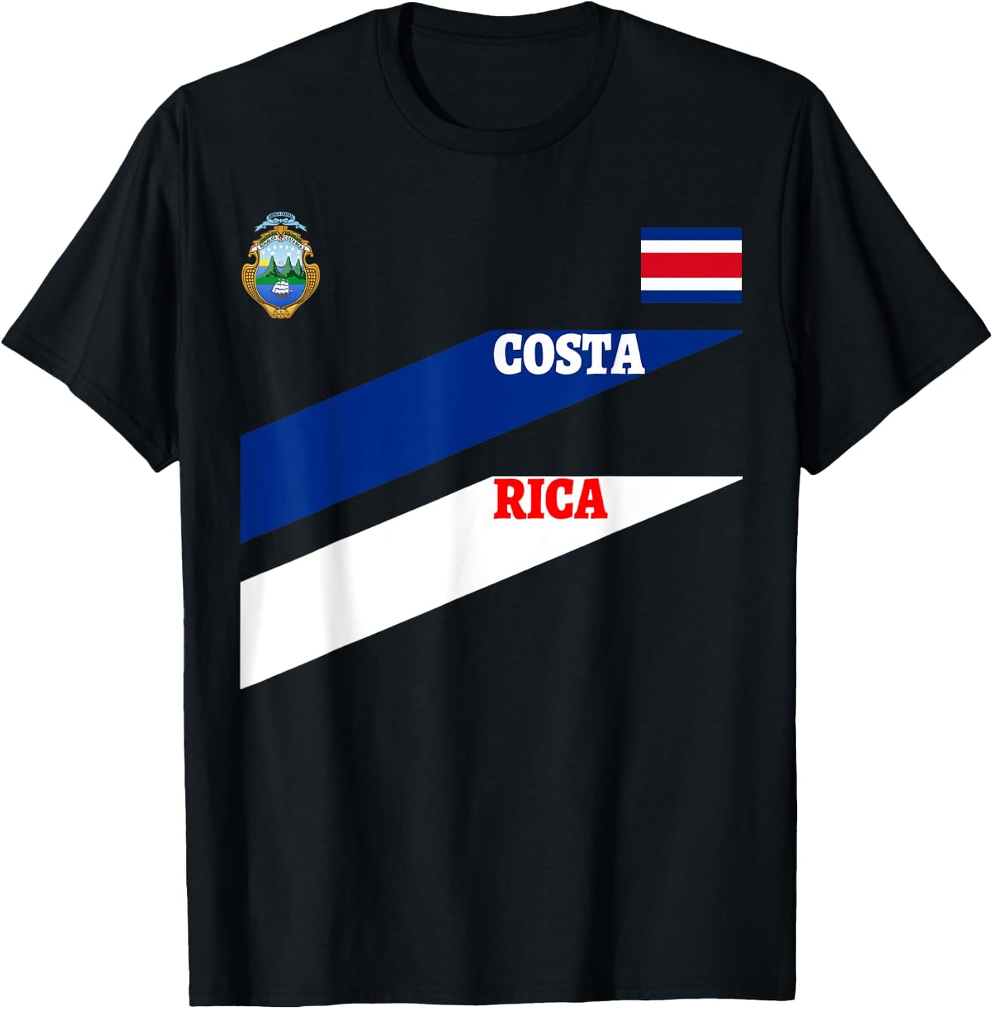 Costa Rica Jersey Flag-Soccer-Travel-Football T Shirt T-Shirt - T-Shirt | Black