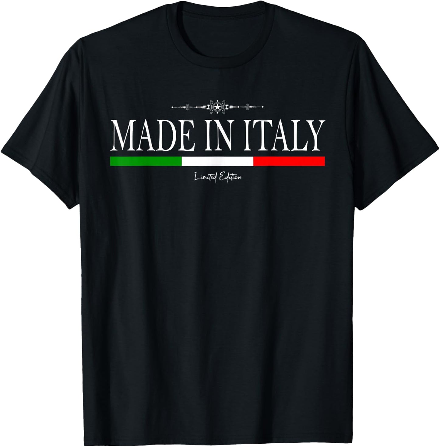 Made in Italy Limited Edition Italian Flag Proud Italian T-Shirt - T-Shirt | Black