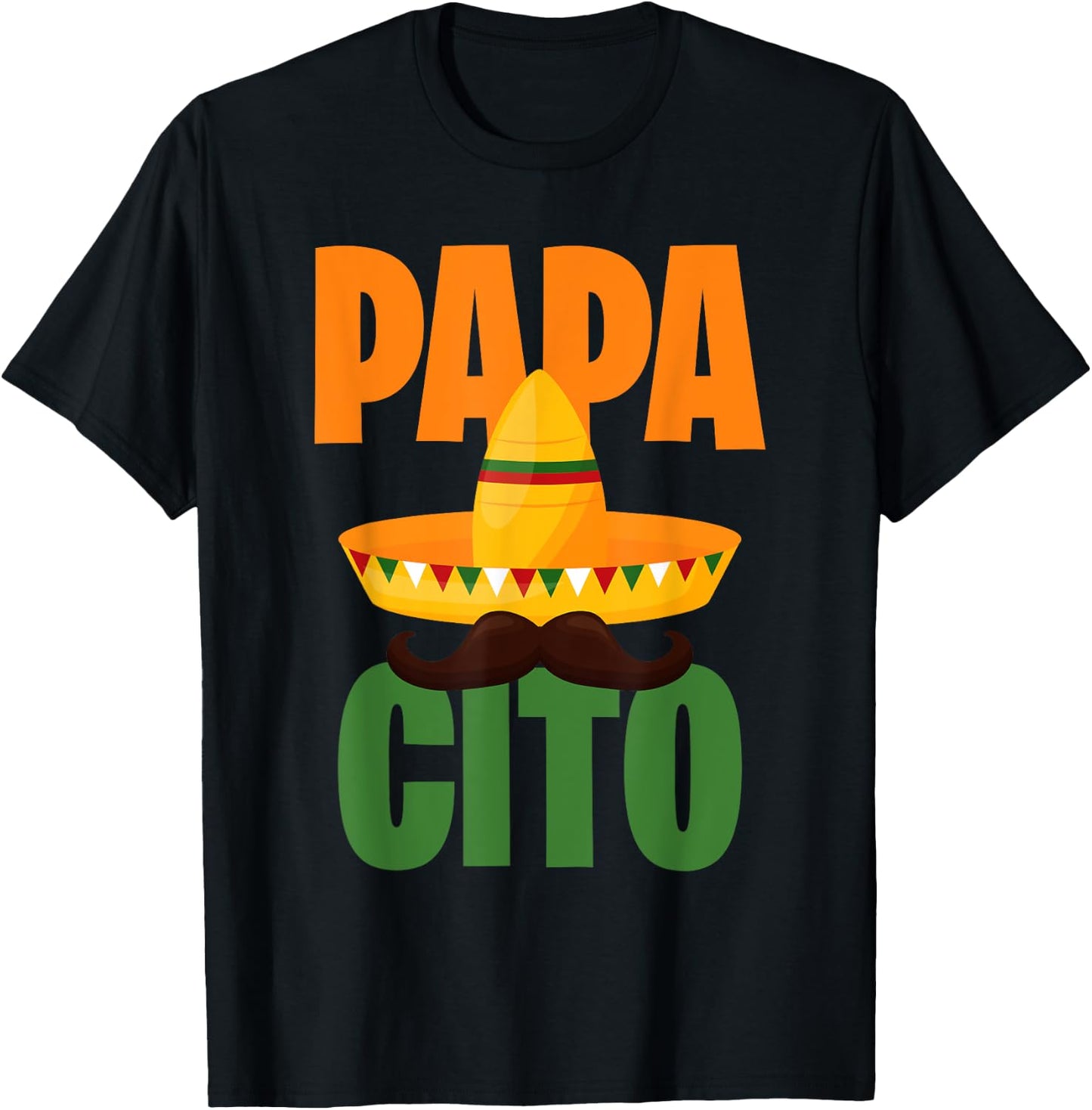 Papacito, Mexican Hat, Sombrero, Cinco de Mayo Mexico T-Shirt - T-Shirt | Black