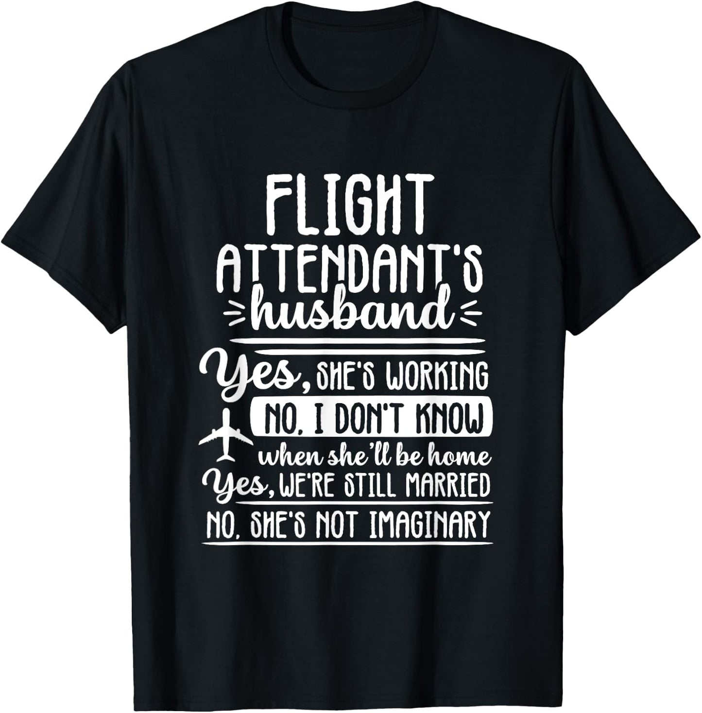 Funny Husband Flight Attendant Aviation Pilot Men Cabin Crew T-Shirt - T-Shirt | Black