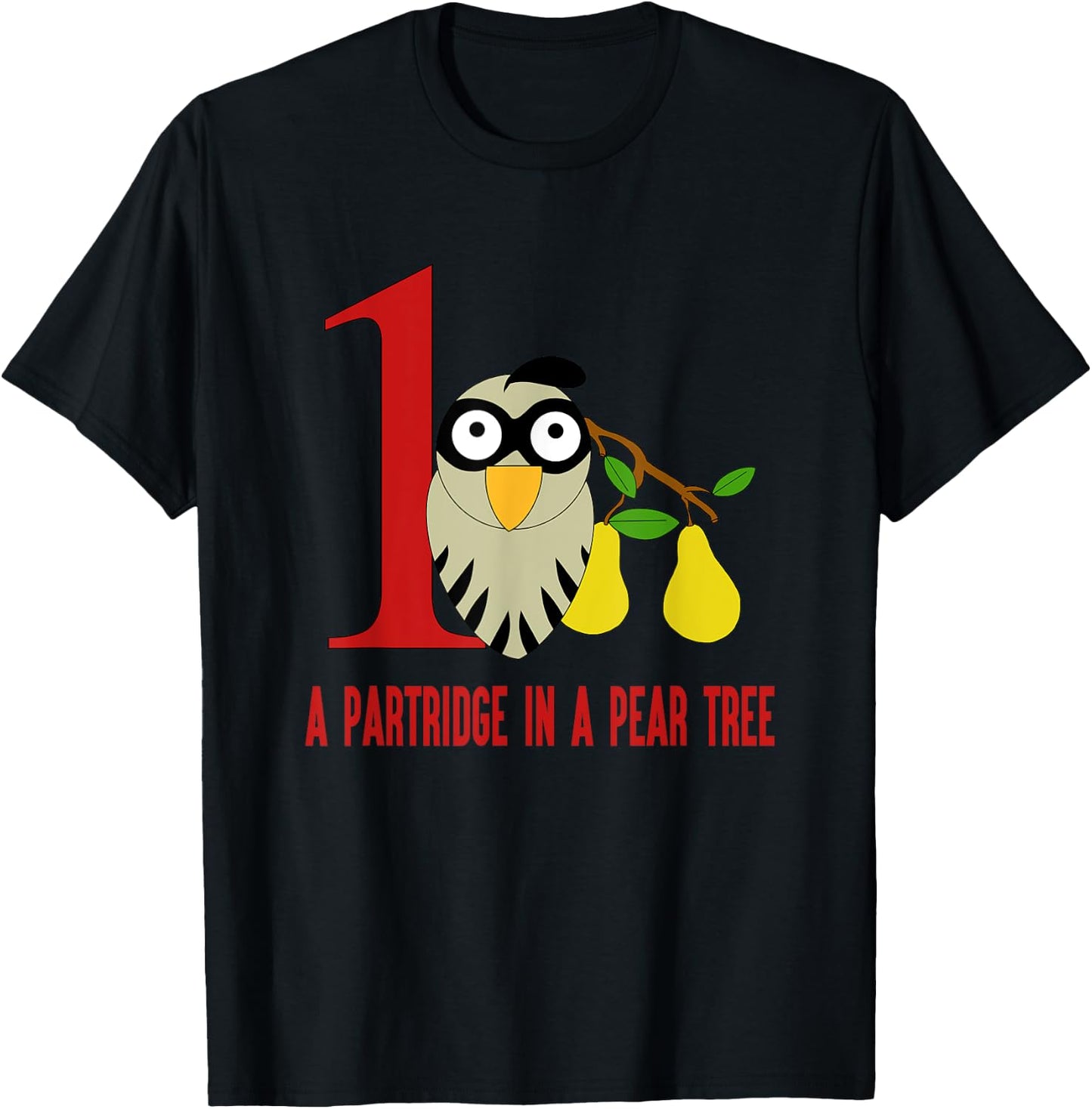 A Partridge in Pear Tree Song 12 Days Christmas T-Shirt - T-Shirt | Black