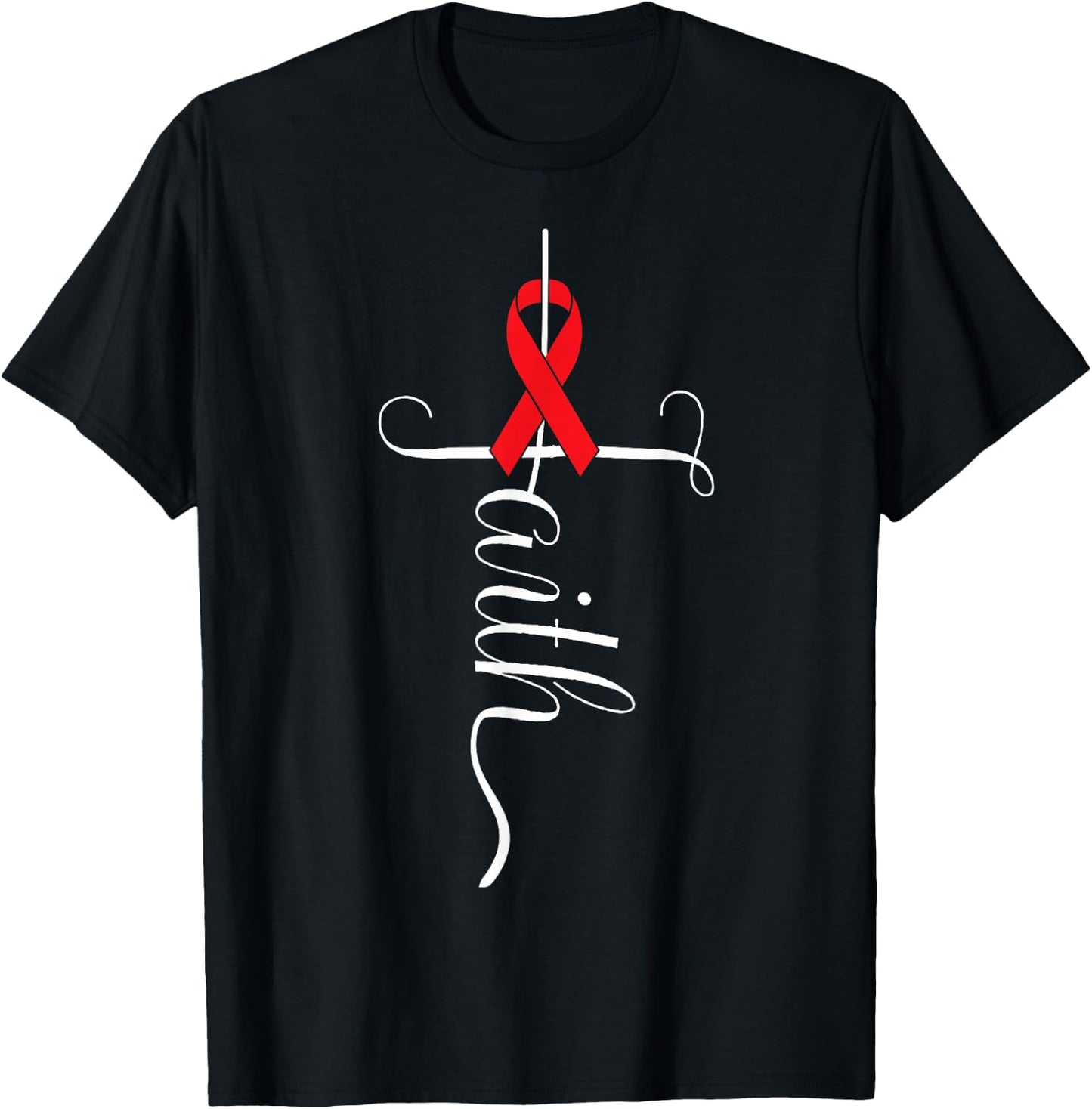 Stroke Survivor Stroke Awareness Red Ribbon T-Shirt - T-Shirt | Black