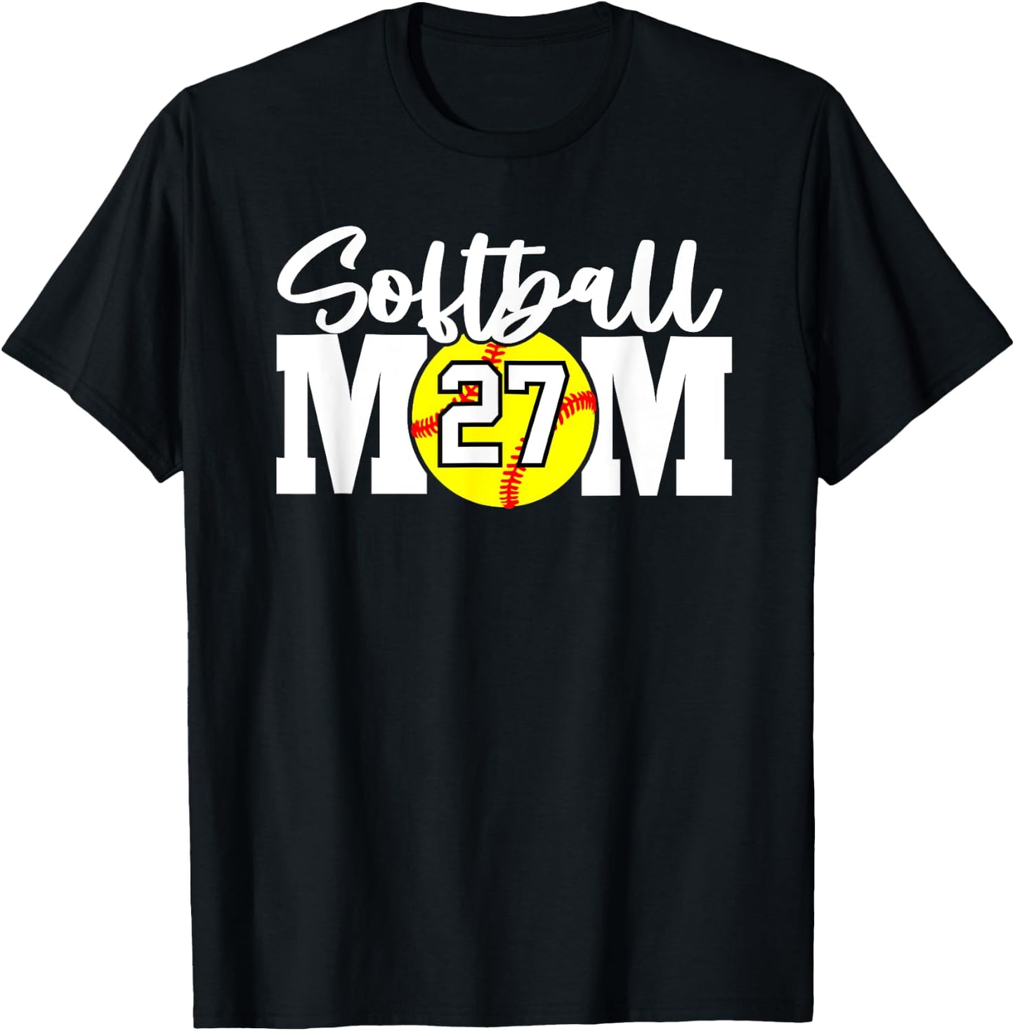 Softball Mom Number #27 T-Shirt - T-Shirt | Black
