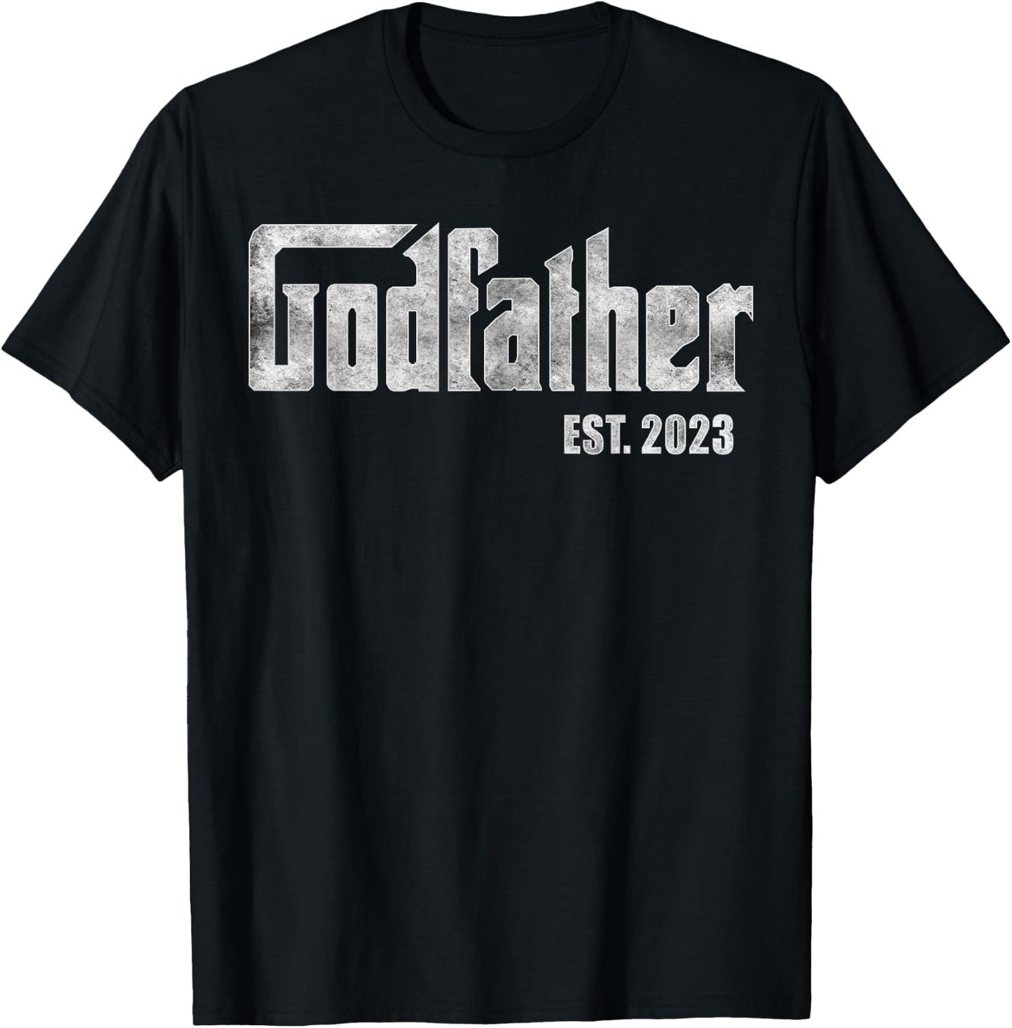Retro Fathers Day, God-father Est 2023, God Dad Announcement T-Shirt - T-Shirt | Black