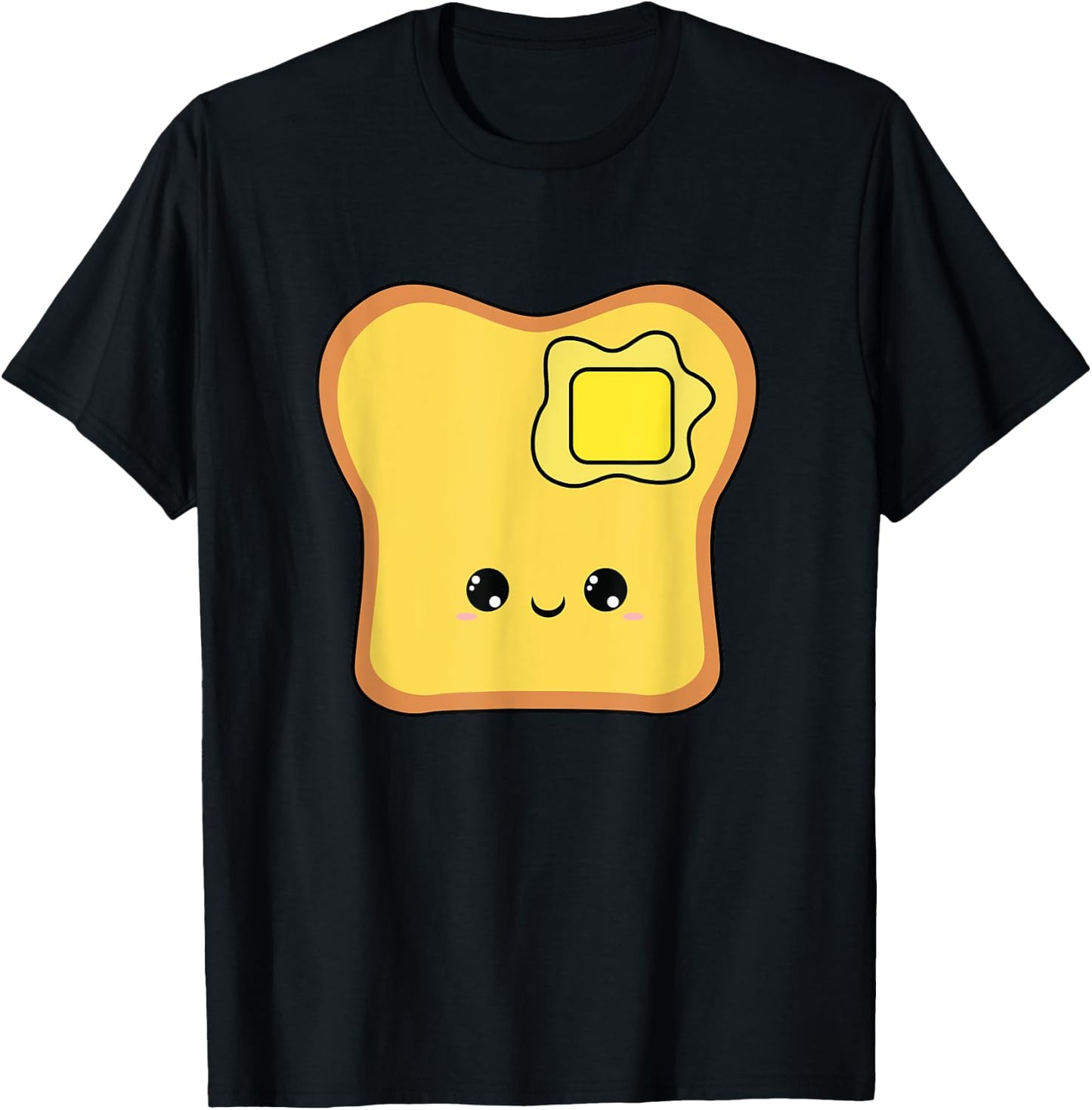 Toast - Butter - Melting - Bread - Cute - Kawaii - Smile T-Shirt - T-Shirt | Black