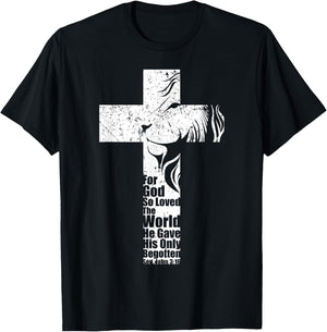 John 3:16 Christian Cross Lion Gifts Bible Verse Sayings Men T-Shirt - T-Shirt | Black