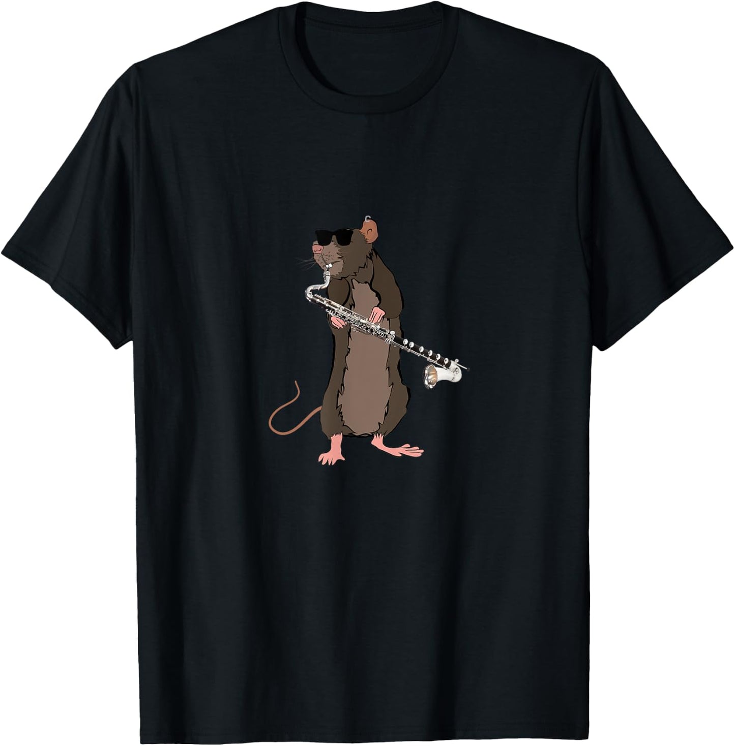 Funny Rat Wearing Sunglasses Playing Bass Clarinet T-Shirt - T-Shirt | Black
