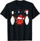 Christmas Bowling Ball Bowling Pins Santa Hat Reindeer T-Shirt - T-Shirt | Black