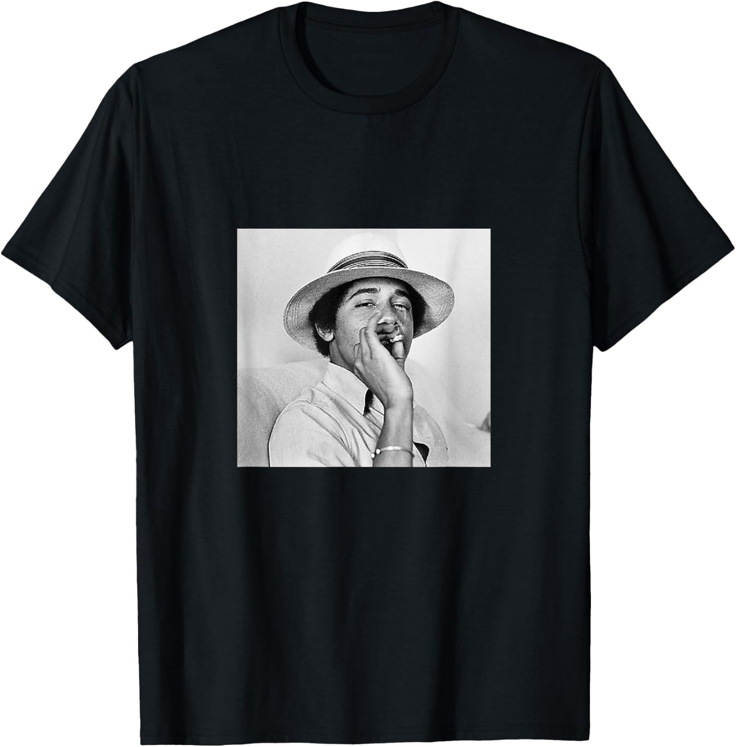 Barack Obama Smoking in College | Vintage Young Obama T-Shirt - T-Shirt | Black