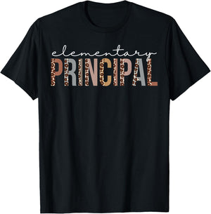 Elementary Principal Leopard Appreciation For Work T-Shirt - T-Shirt | Black