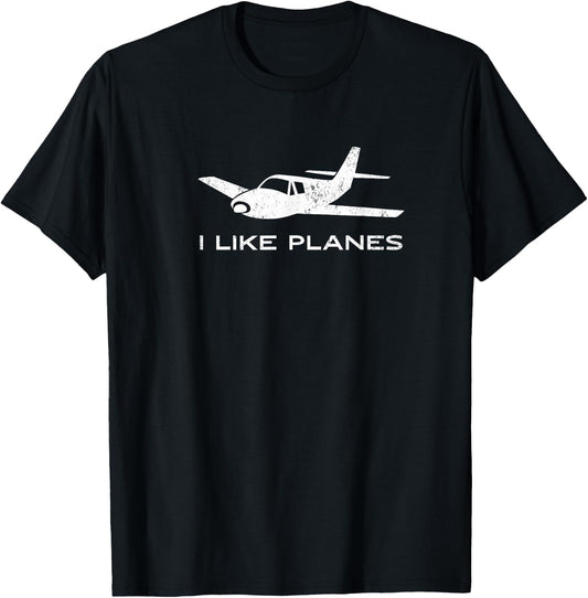 Aviation I Like Planes Vintage Gift Men Women Kids T-Shirt - T-Shirt | Black