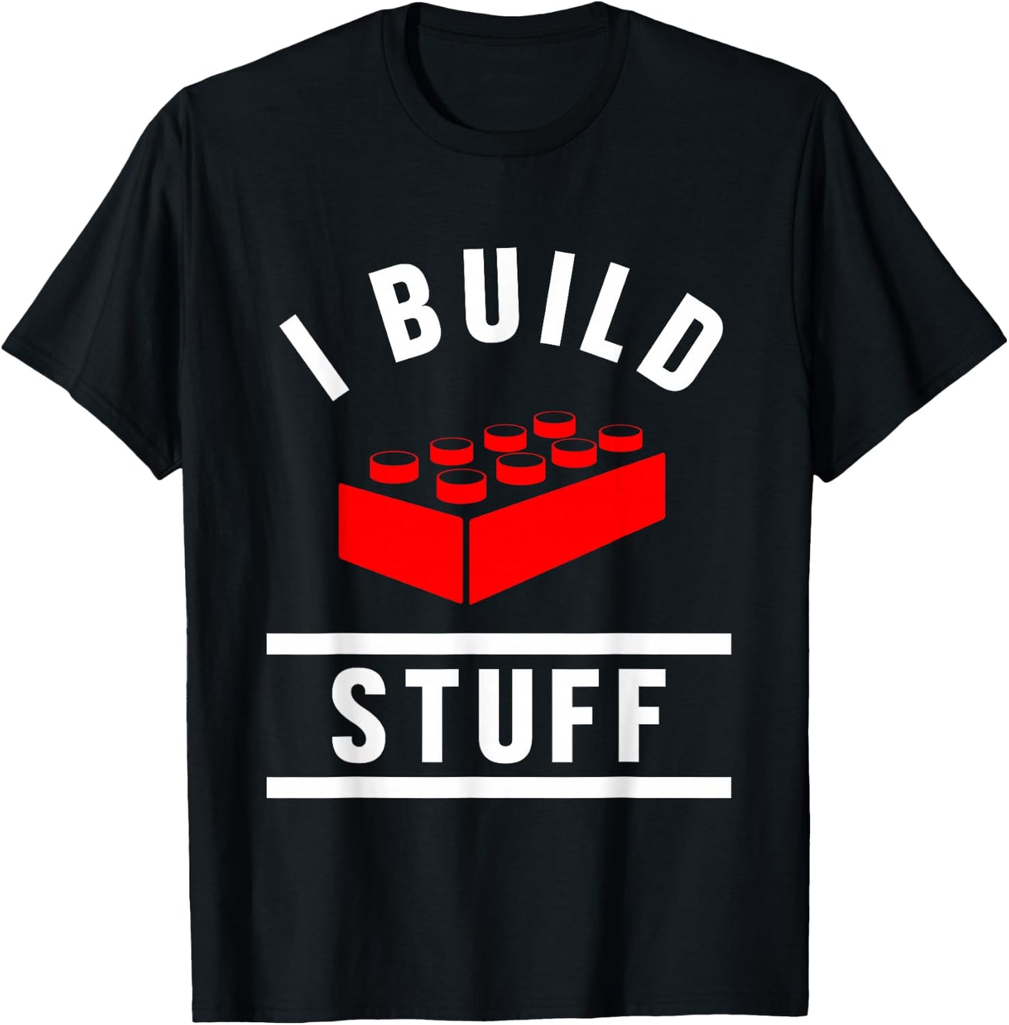 Build Stuff Master Builder Building Blocks Construction Toy T-Shirt - T-Shirt | Black