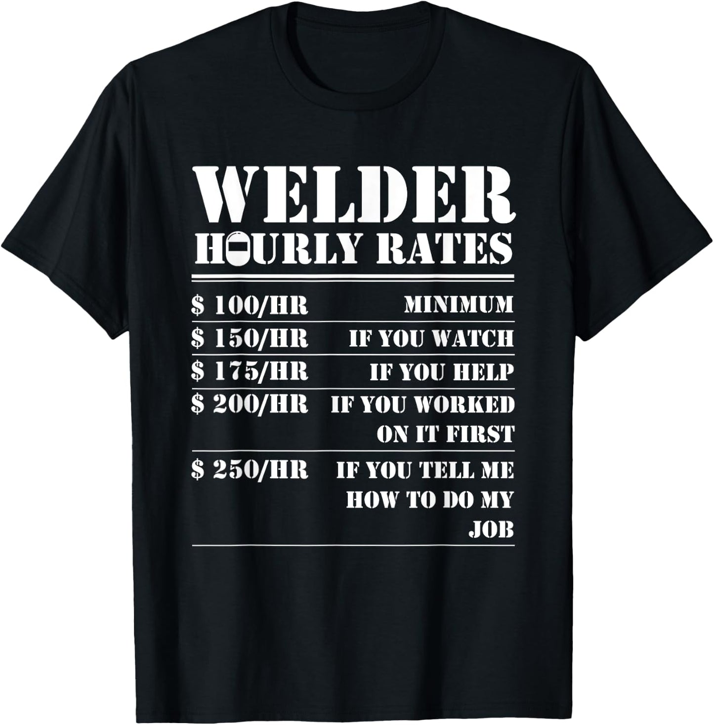 Humor Distressed Pipe Helmet Hot Weld Professional Welder Hourly Rate Funny Welding Worker Men Women Gift T-Shirt - T-Shirt | Black