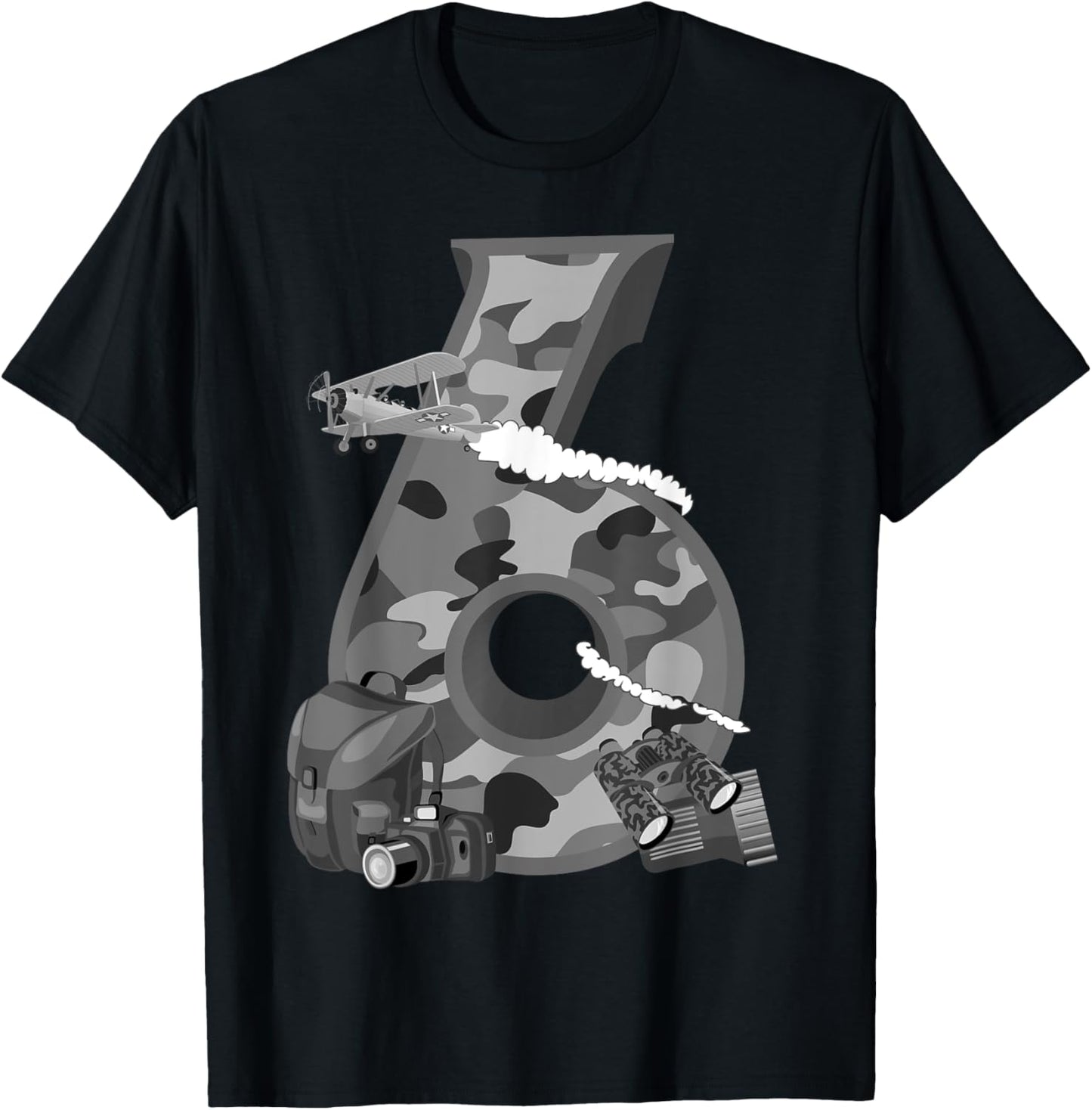 Funny Camouflage 6th Birthday Gift Boys Girls.Cool Army T-Shirt - T-Shirt | Black