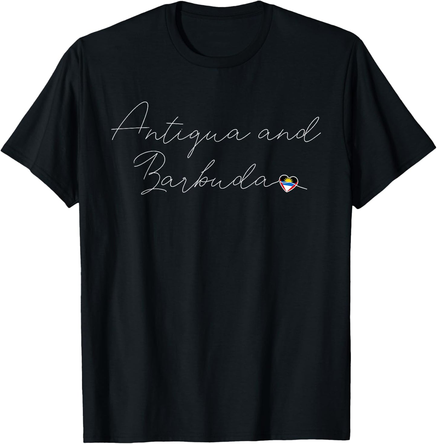 Antigua and Barbuda Flag and Heart on Antigua and Barbuda T-Shirt - T-Shirt | Black