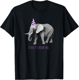Elephant Birthday Party Animal Cute Funny Safari Joke Jungle T-Shirt - T-Shirt | Black