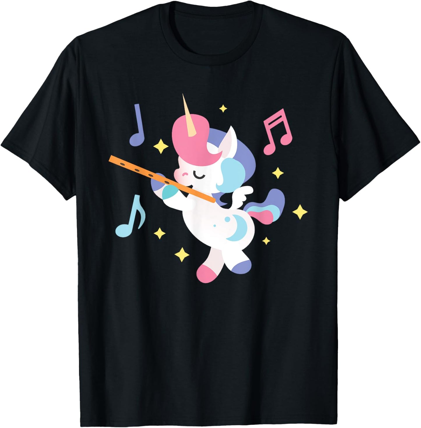 Flute Unicorn - Flute Player Flutist Marching Band Music T-Shirt - T-Shirt | Black