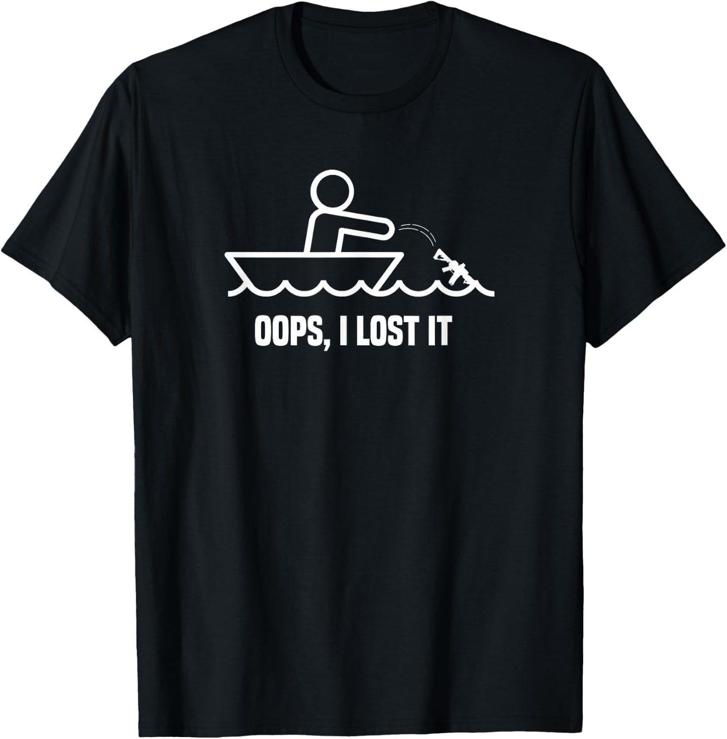 Lost my guns in a boating accident Gag Gift Funny AR15 T-Shirt - T-Shirt | Black