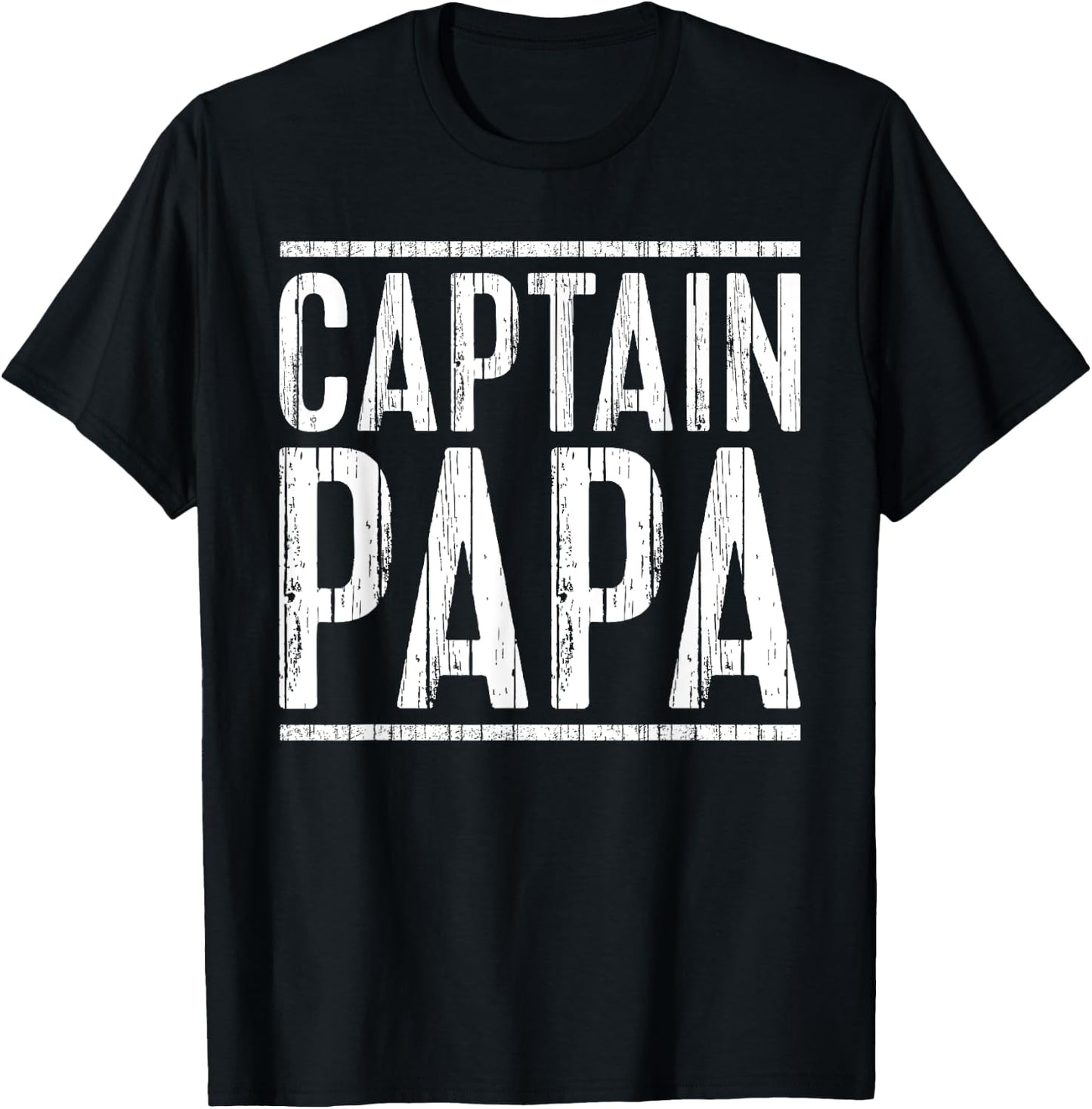 Captain Papa Shirt Pontoon Boat Fathers Day Fishing Boating T-Shirt - T-Shirt | Black