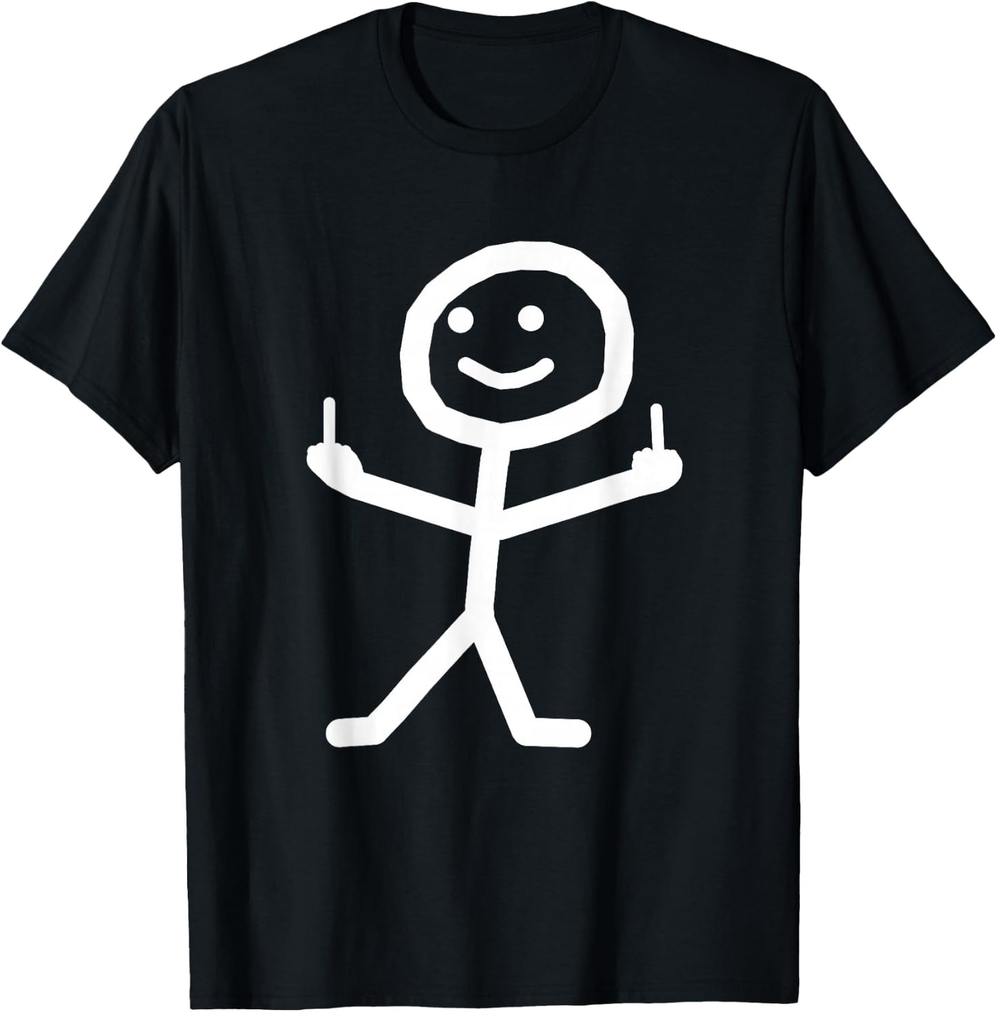 Funny stick man with middle finger gift T-Shirt - T-Shirt | Black