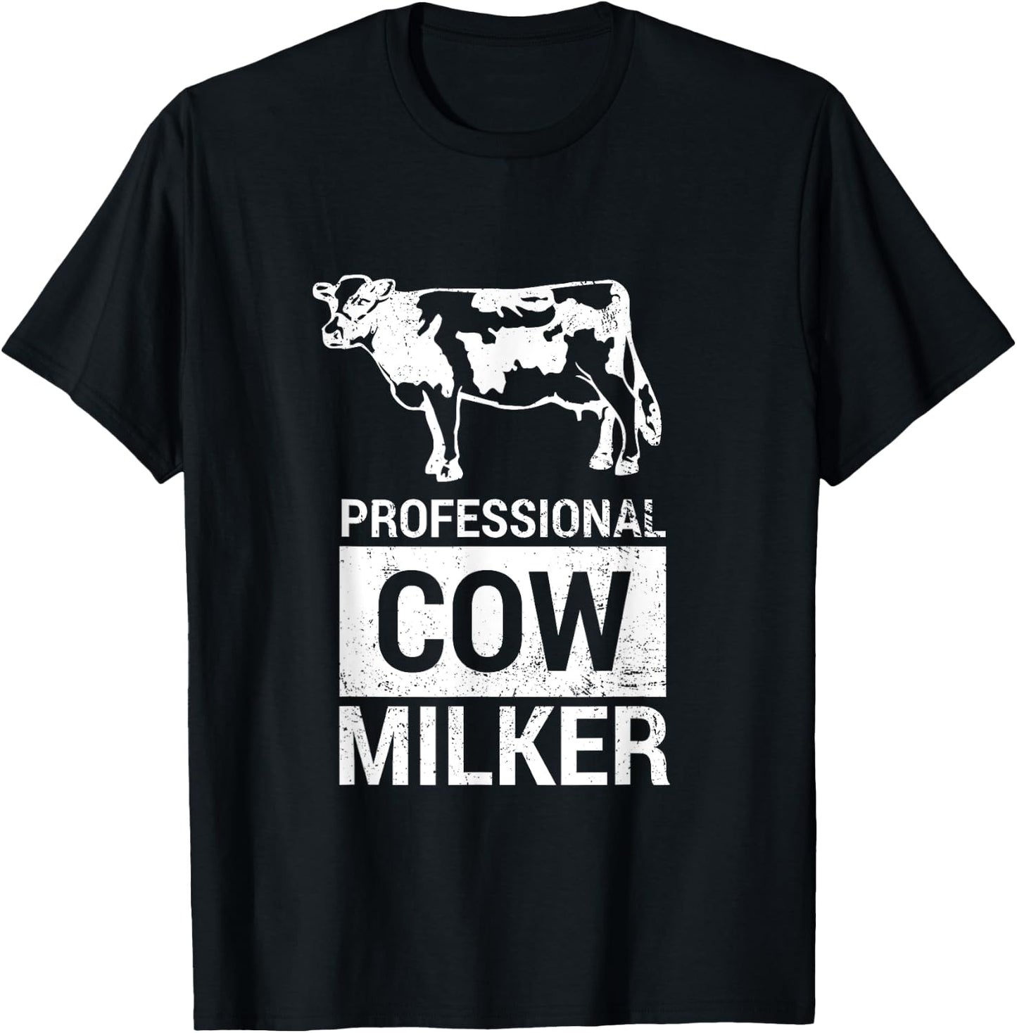 Professional Cow Milker Funny Dairy Farmer Cow - W T-Shirt - T-Shirt | Black