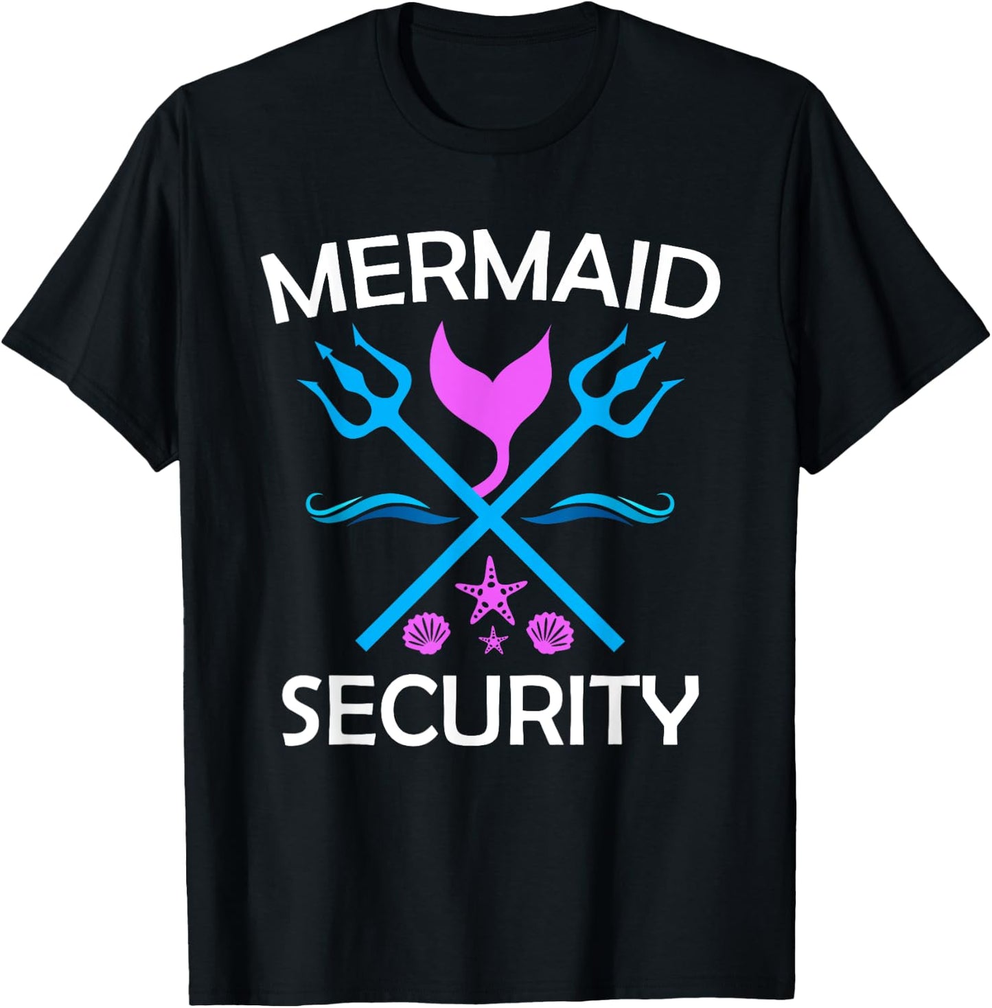 Merman Mermaid Security T-Shirt - T-Shirt | Black