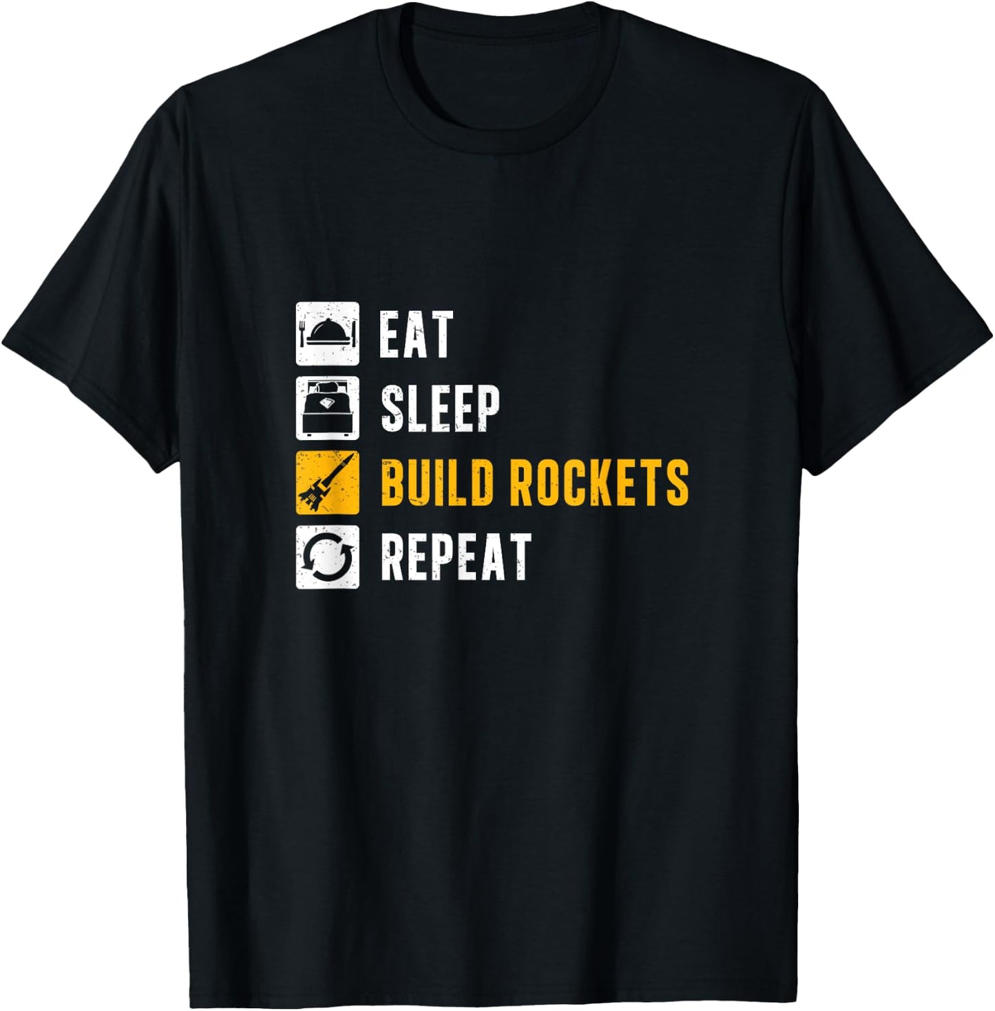 Model Rocket Eat Sleep Build Rockets Funny Rocket Science T-Shirt - T-Shirt | Black