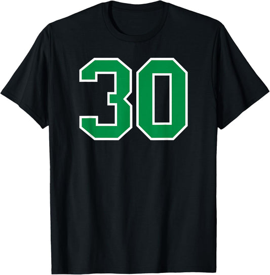 Green Sport Team Number #30 T-Shirt - T-Shirt | Black