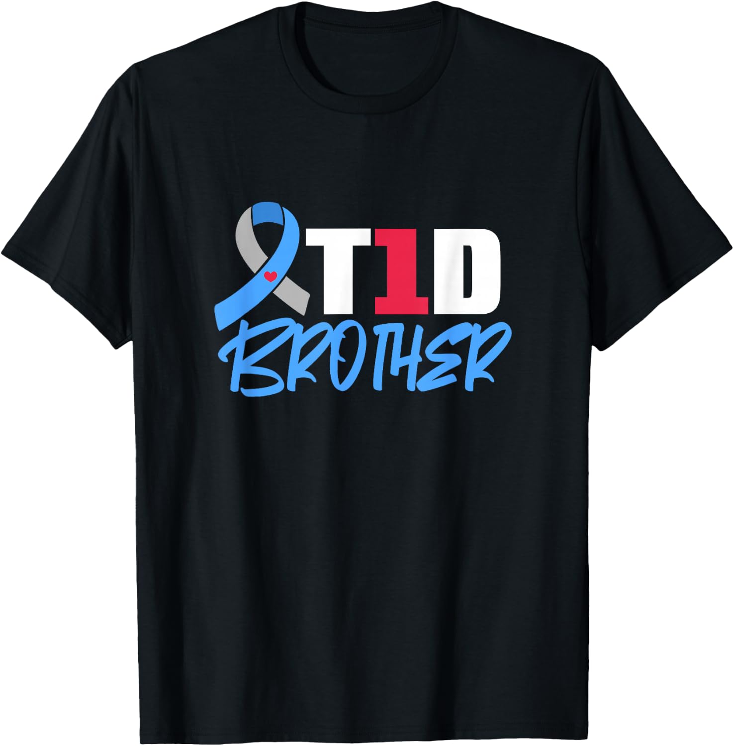 T1D Brother Type 1 Diabetes Awareness Sibling T-Shirt - T-Shirt | Black