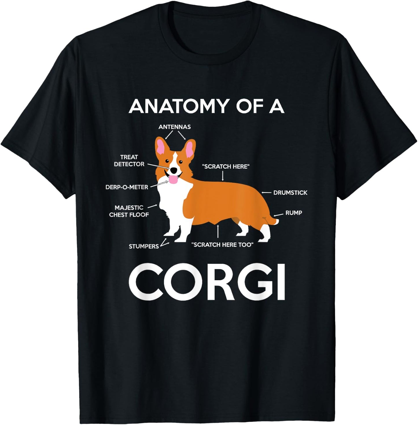 Anatomy Of A Corgi Funny Corgis Dog Puppy Nerd Biology Dogs T-Shirt - T-Shirt | Black
