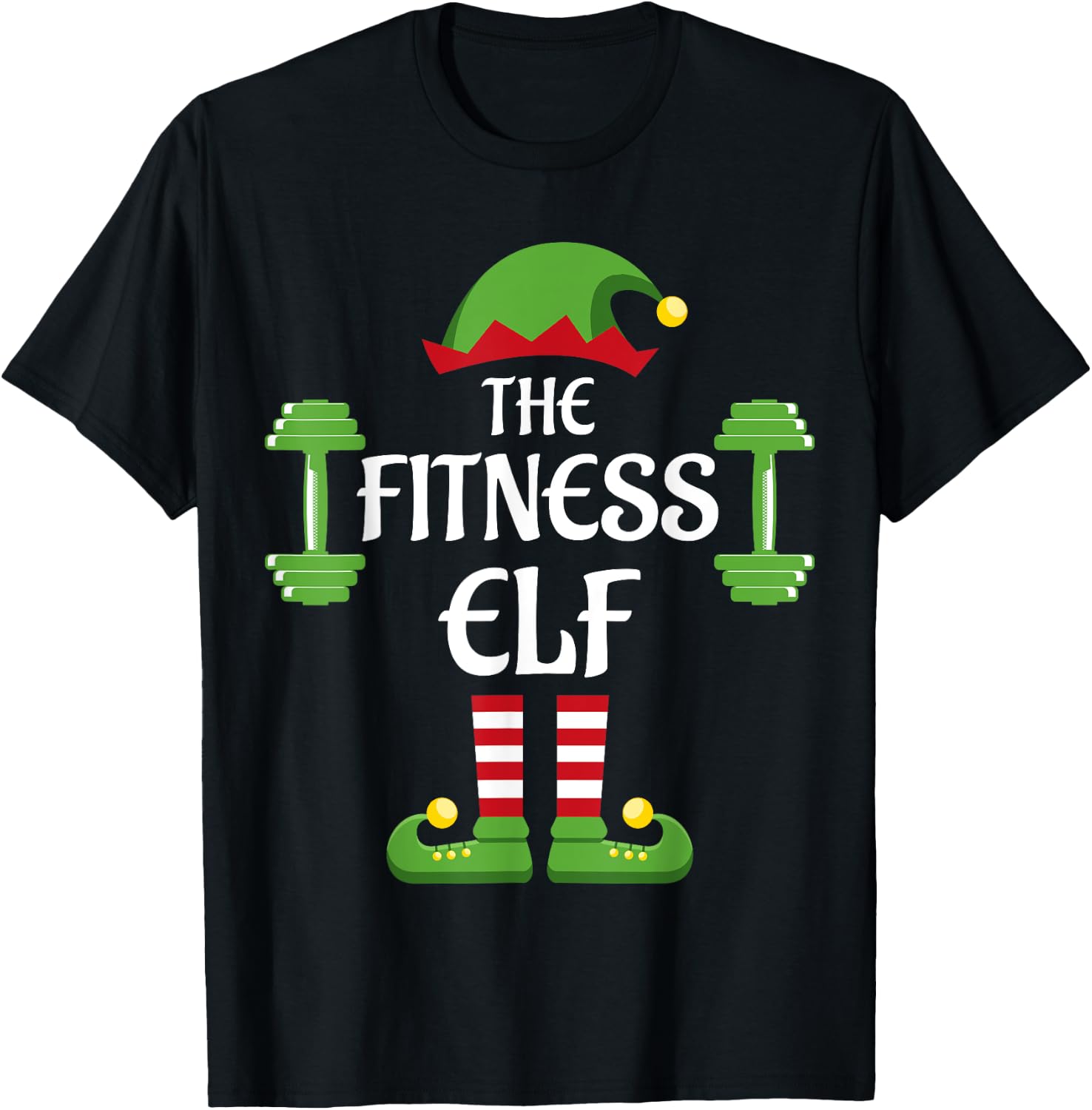 Fitness Elf Family Matching Group Christmas Sporty T-Shirt - T-Shirt | Black