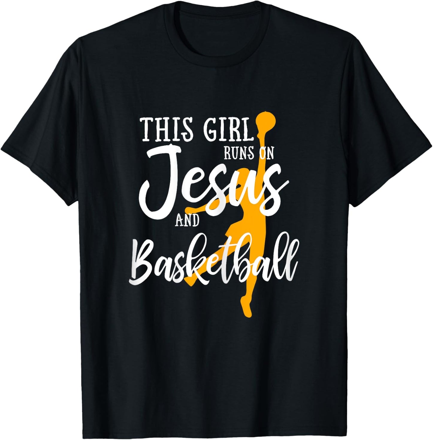 This Girl Runs On Jesus And Basketball Christian Gift T-Shirt - T-Shirt | Black