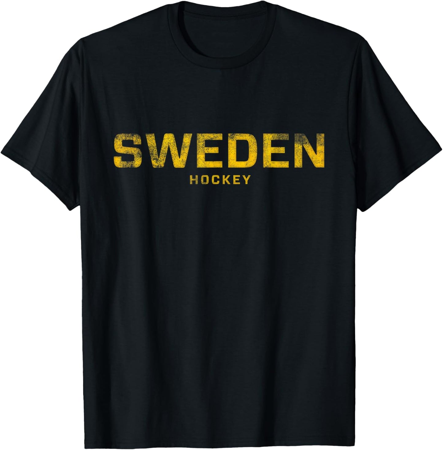 Sweden Hockey Distressed Vintage Retro Sverige T-Shirt - T-Shirt | Black