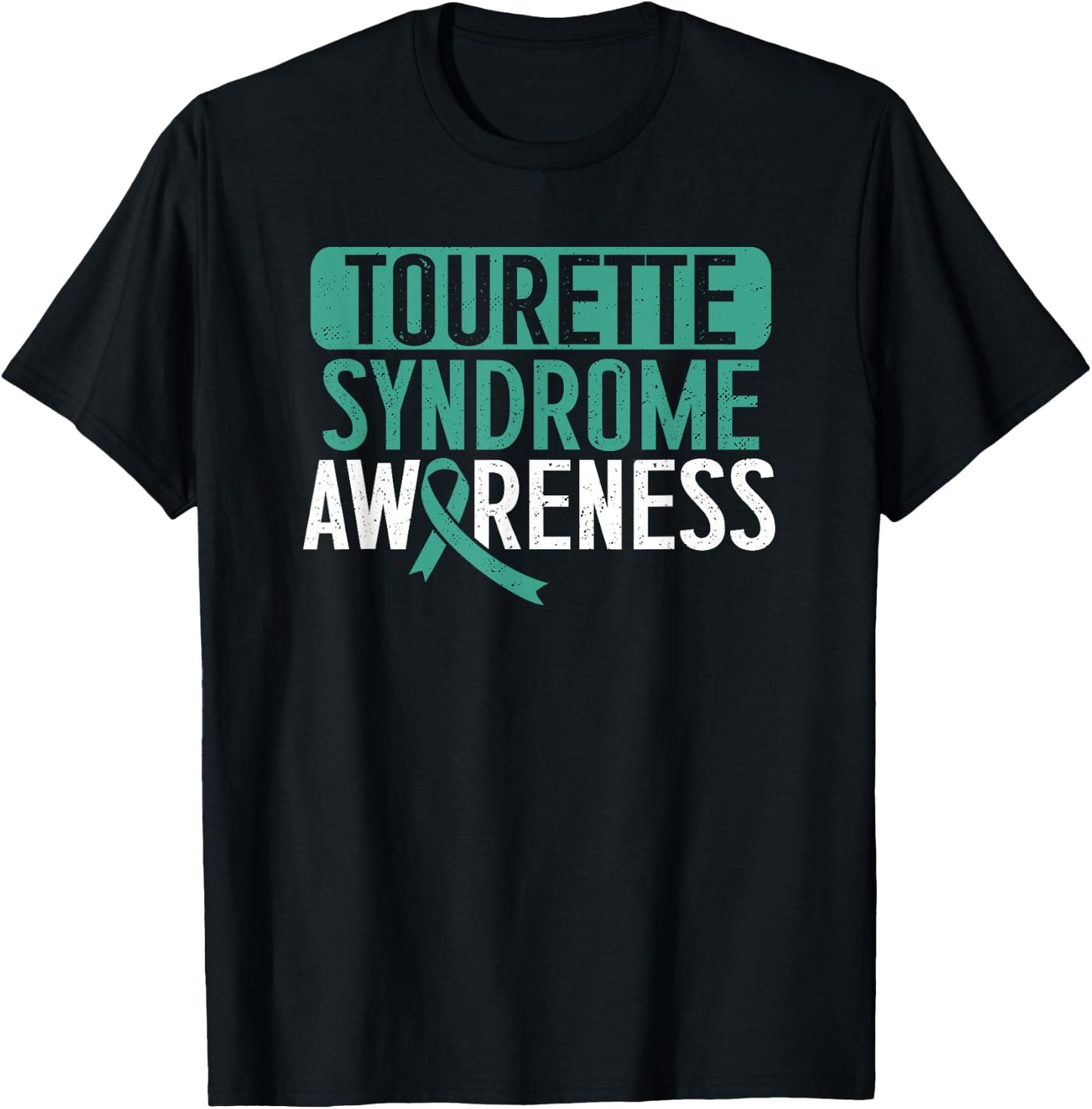 Tourette Syndrome Awareness TS Teal Ribbon Tourettes Warrior T-Shirt - T-Shirt | Black
