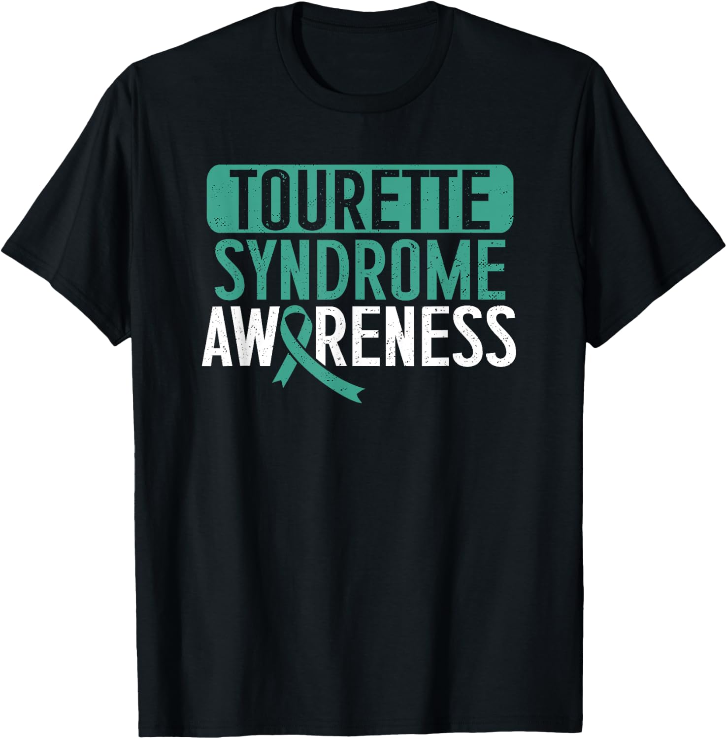Tourette Syndrome Awareness TS Teal Ribbon Tourettes Warrior T-Shirt - T-Shirt | Black