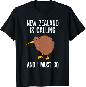 Kiwi Bird New Zealand Is Calling And I Must Go Kiwis T-Shirt - T-Shirt | Black